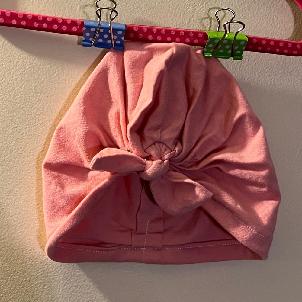 TURBANS FOR TOTS BOW HAT BEANIE TURBAN BABY HEAD WRAP HEADBAND CAP PINK PEACH